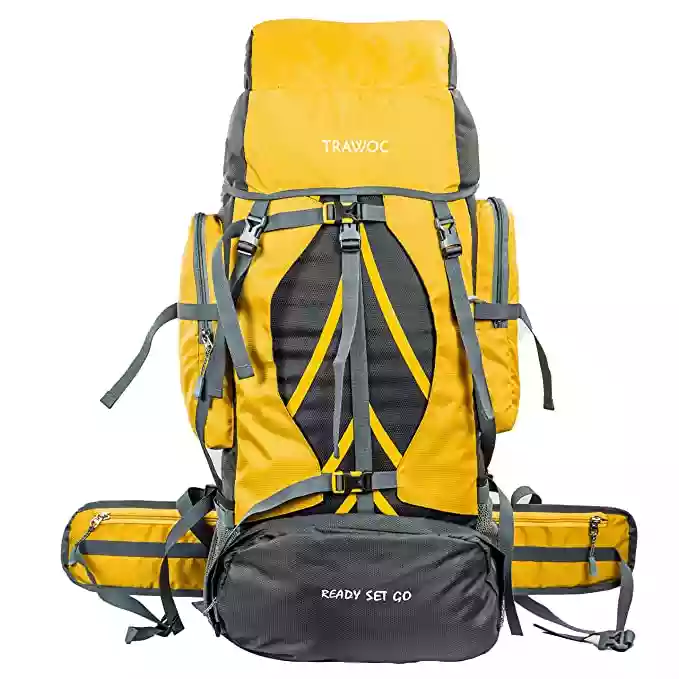 TRAWOC 60 Ltr Travel Backpack Hiking Trekking Rucksack Bag, 1 Year Warranty, Yellow